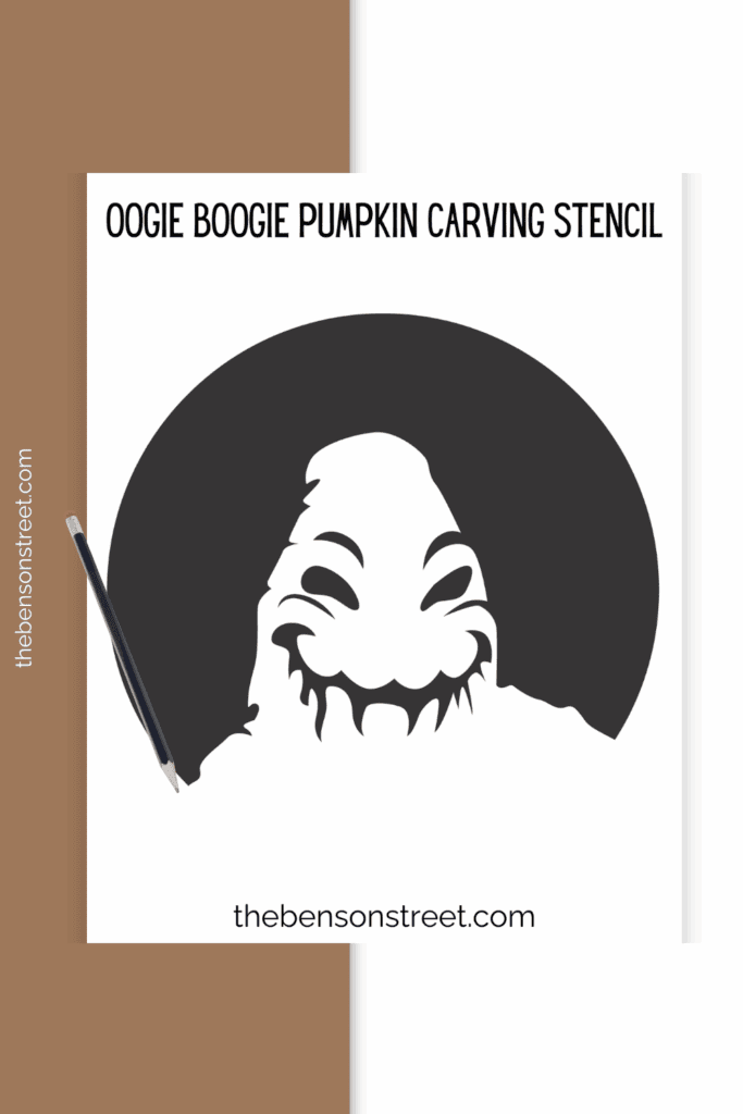 Black and white pumpkin stencil to carve an oogie boogie pumpkin