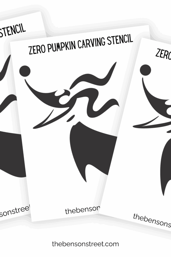 Black and white pumpkin stencil to carve an zero pumpkin from Nightmare Before Christmas