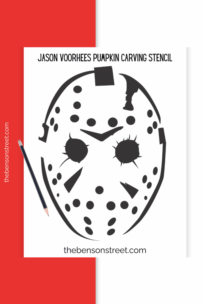 Carve a Jason Voorhees Friday the 13th Hockey mask pumpkin jack o'lantern with this carving template