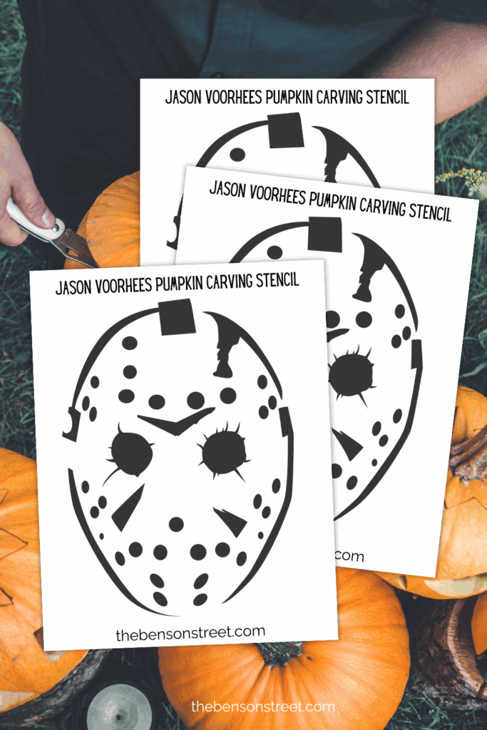 Carve a Jason Voorhees Hockey mask pumpkin jack o'lantern with this carving template