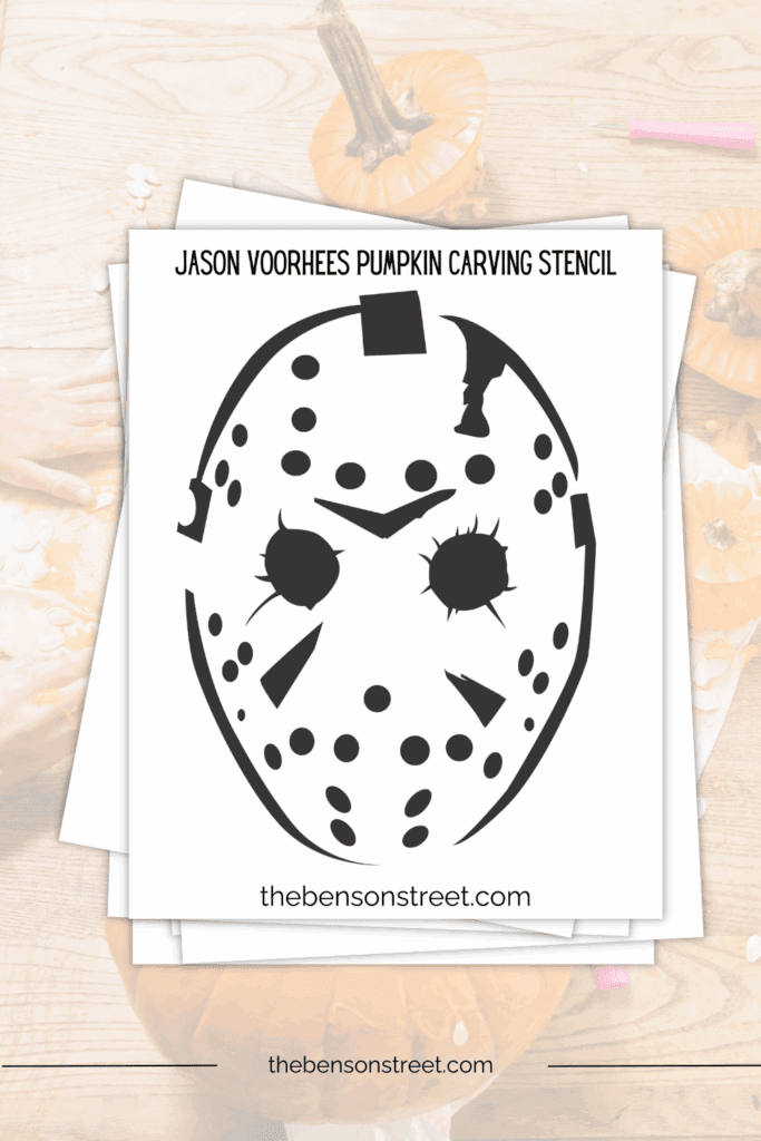 Carve a Jason Voorhees pumpkin jack o'lantern with this carving template