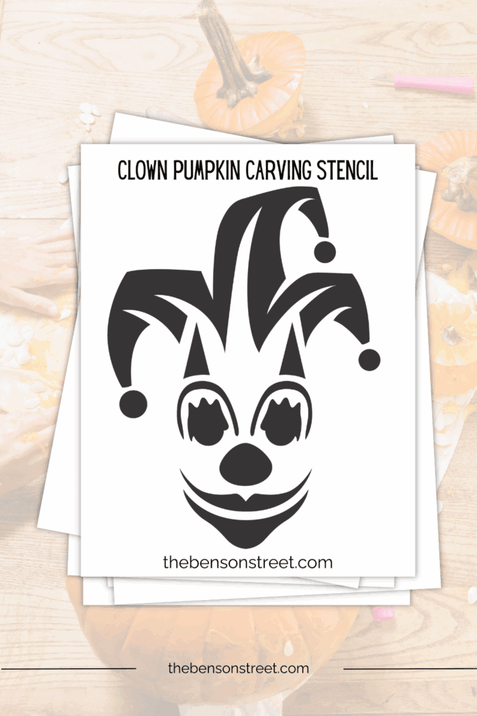 Carve a clown jack o'lantern with this free printable pumpkin stencil