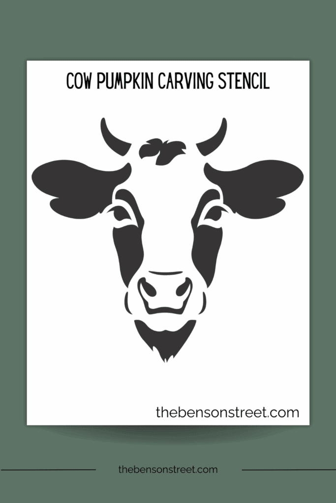 Cow Pumpkin carving stencil of a cow face for pumpkin carving
