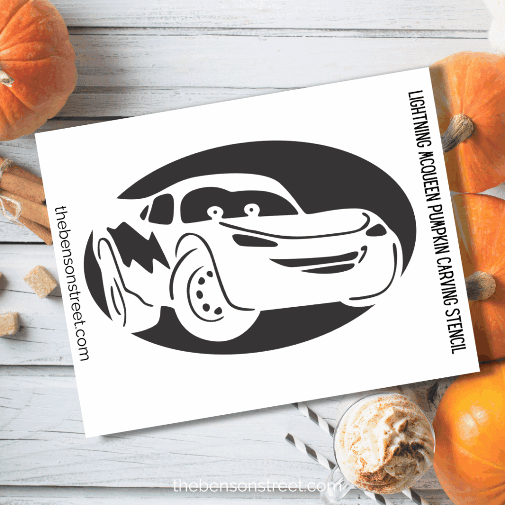 Free Lightning McQueen Inspired Jack O'Lantern Pumpkin Carving Stencil