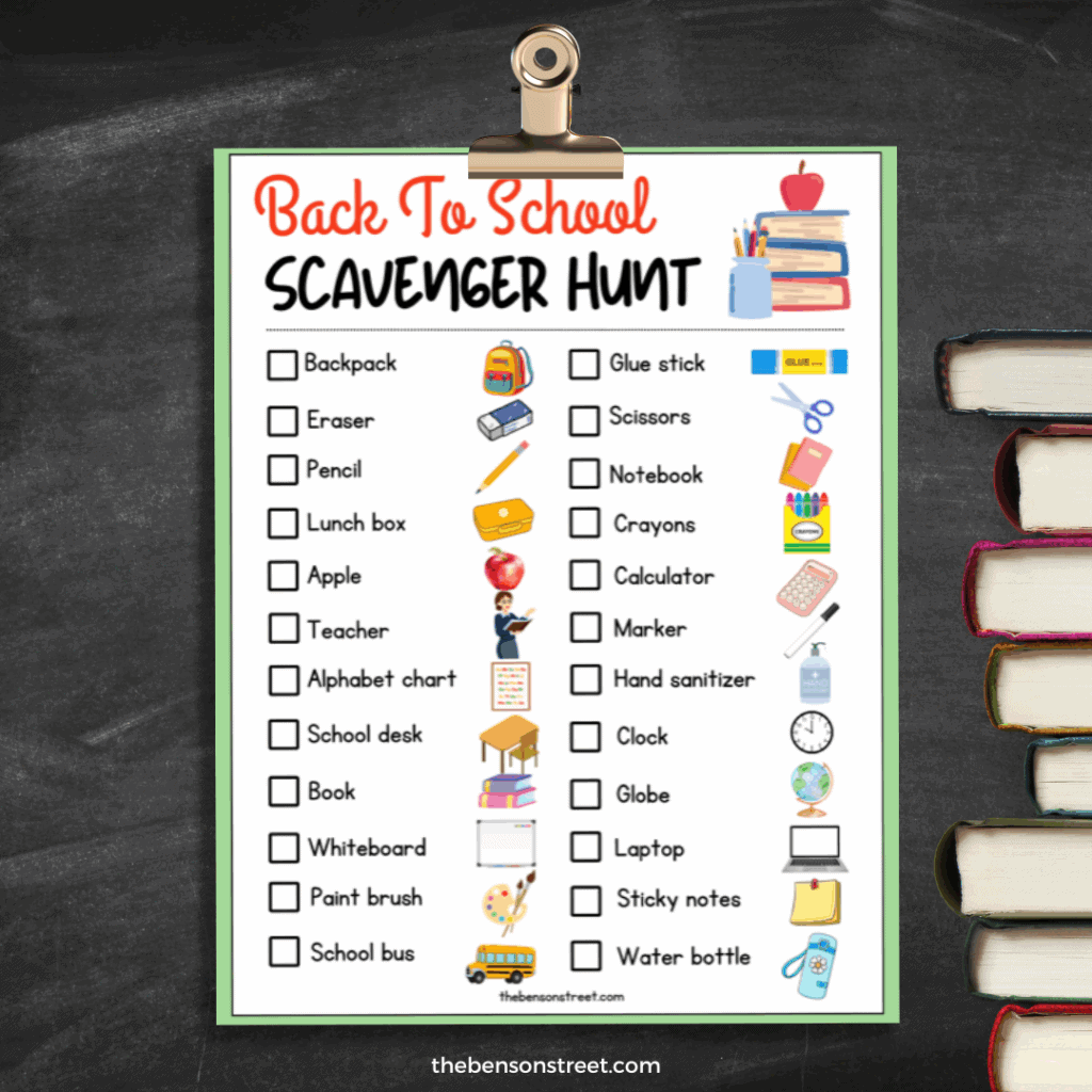 Free Printable Back to School Scavenger Hunt 