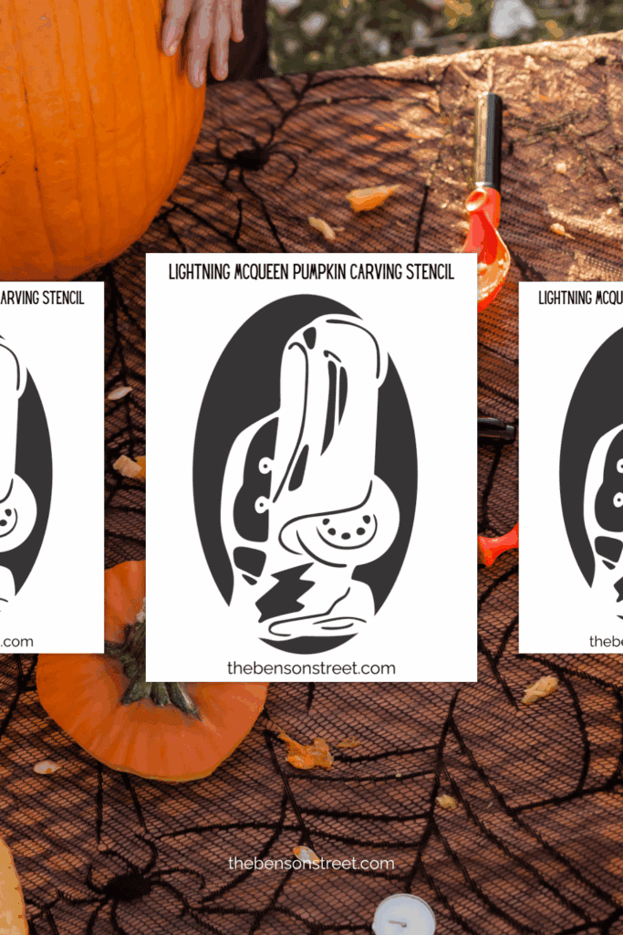 Free Printable Lightning McQueen Pumpkin Carving Stencil for a pumpkin carving template