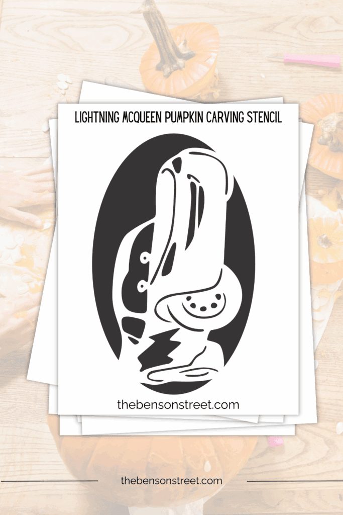 Free Printable Lightning McQueen Pumpkin Carving Stencil paper for a pumpkin carving template