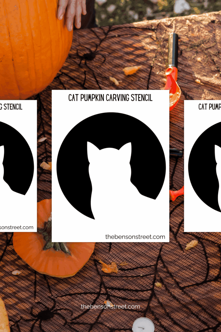 Free printable black cat outline jack o'lantern pattern