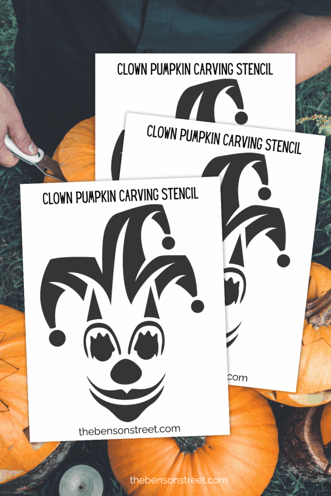 Free printable pumpkin stencil template to carve a clown