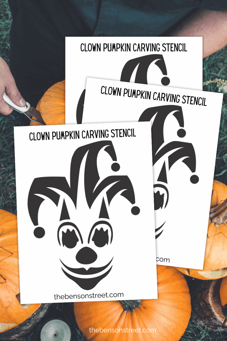 Free printable pumpkin stencil template to carve a clown