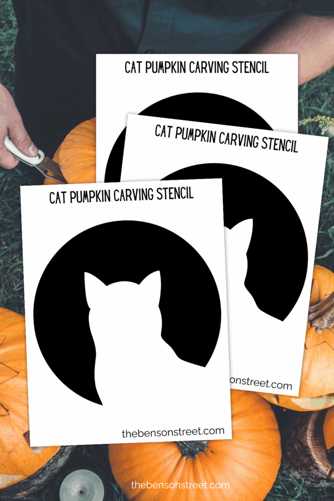 Free to print carving stencil for an outline of a cat 
