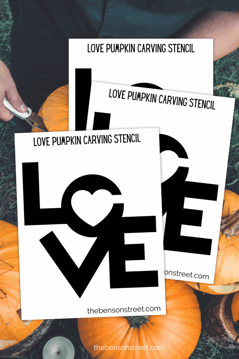 Free to print love pumpkin carving idea using a free stencil