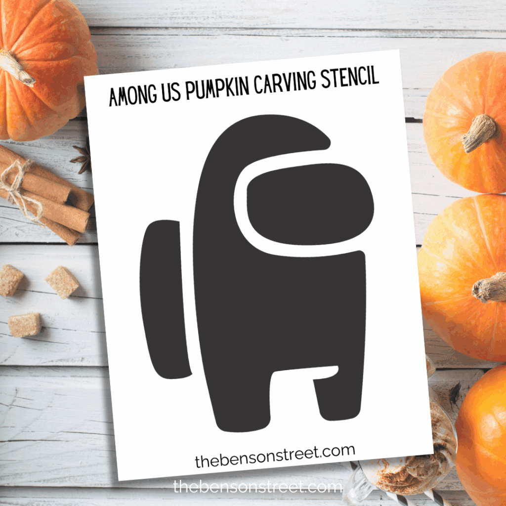 Freebie Among Us Pumpkin Carving Stencil template to print for pumpkin carving