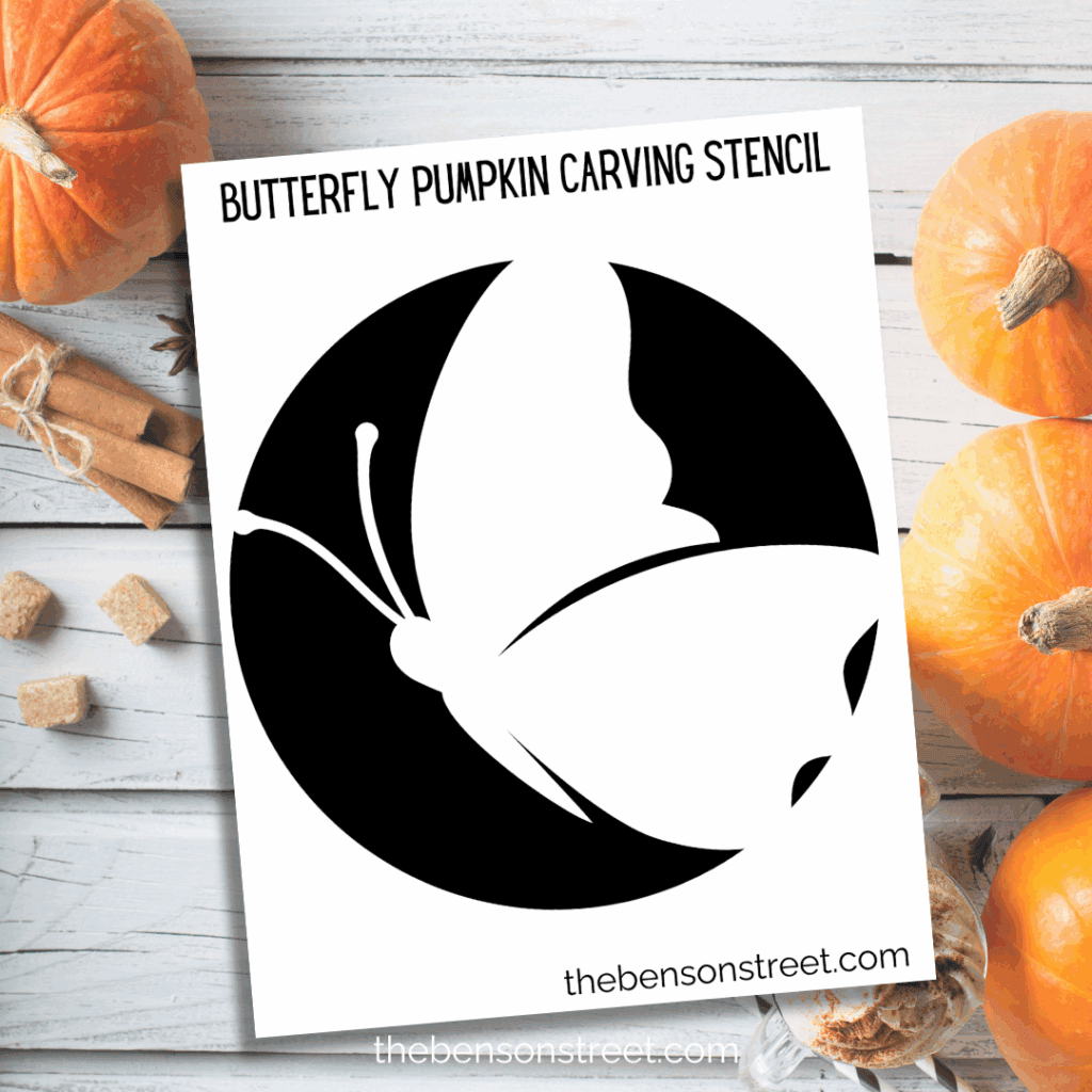 Freebie Butterfly Pumpkin Carving Stencil template to print for pumpkin carving