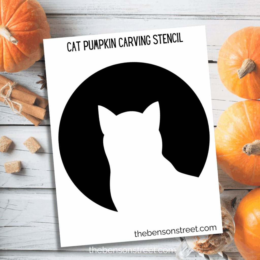 Freebie Cat Pumpkin Carving Stencil template to print for pumpkin carving
