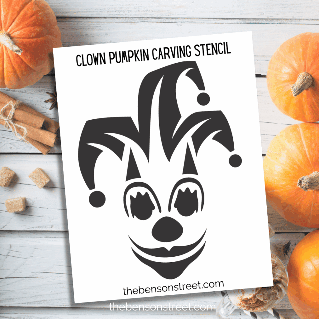Freebie Clown Pumpkin Carving Stencil template to print for pumpkin carving