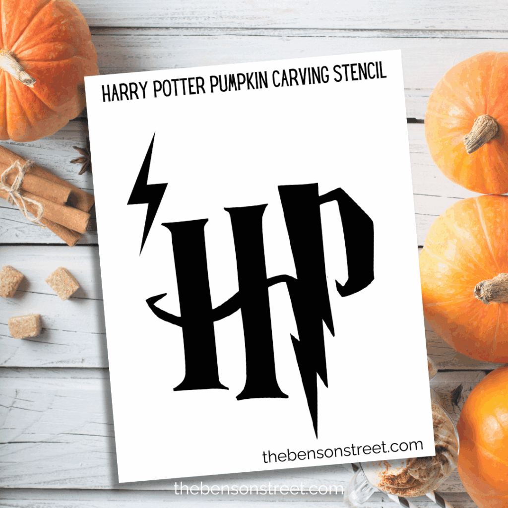 Freebie Harry Potter Pumpkin Carving Stencil template to print for pumpkin carving