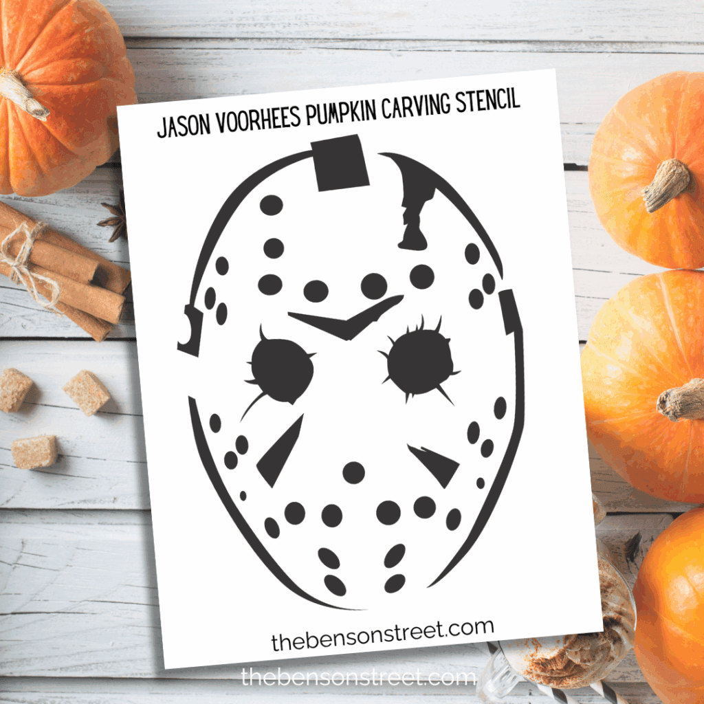 Freebie Jason Mask Pumpkin Carving Stencil template to print for pumpkin carving