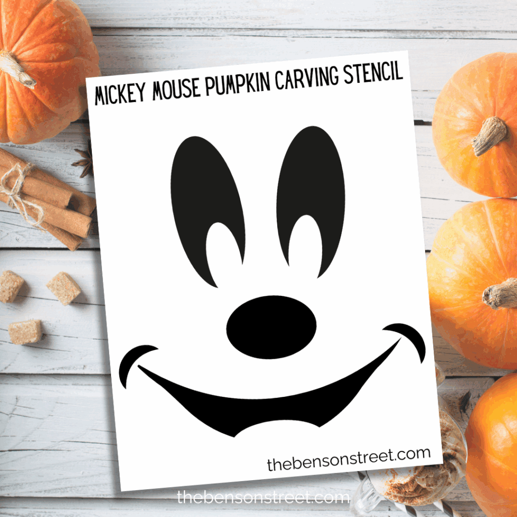 Freebie Mickey Mouse Pumpkin Carving Stencil template to print for pumpkin carving