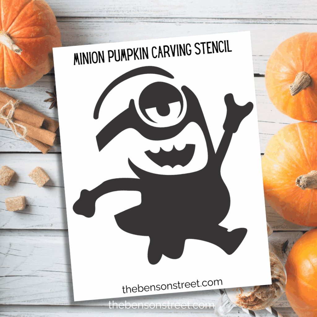 Freebie Minion Pumpkin Carving Stencil template to print for pumpkin carving 