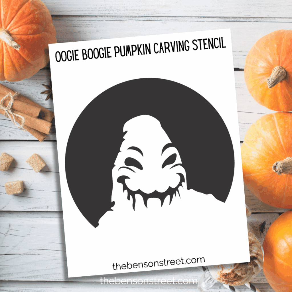 Freebie Oogie Boogie Pumpkin Carving Stencil template to print for pumpkin carving
