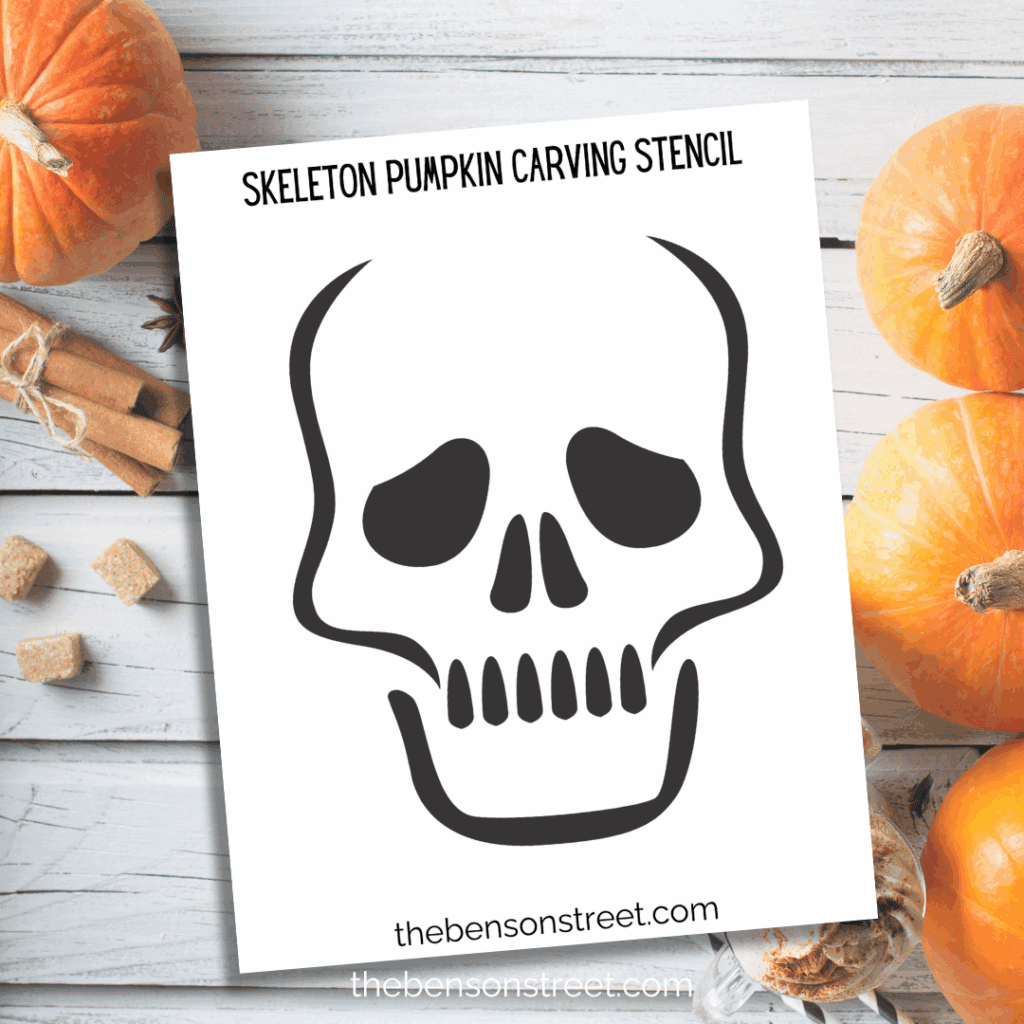 Freebie Skeleton Pumpkin Carving Stencil template to print for pumpkin carving