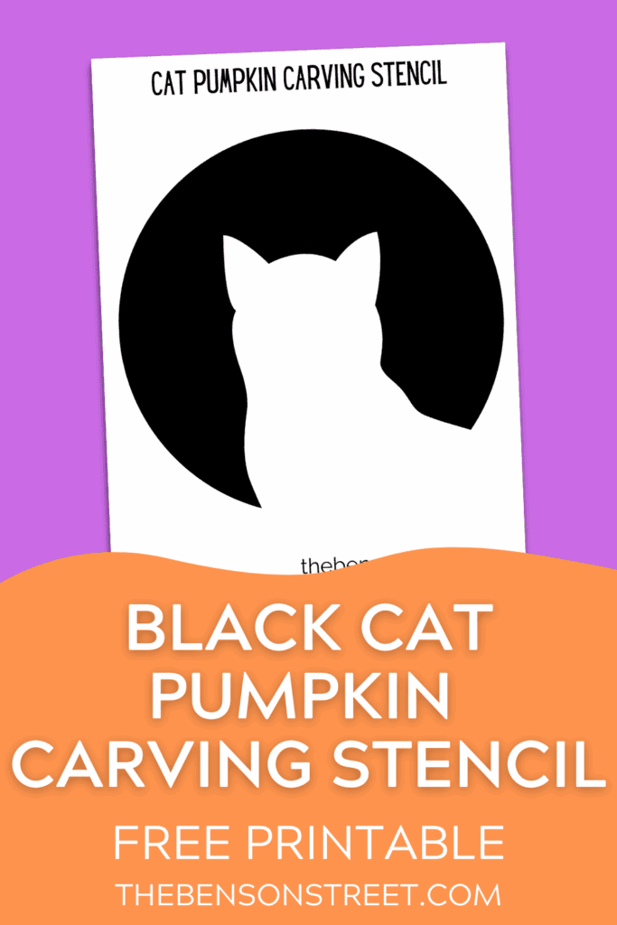 Halloween Black cat Pumpkin Carving Stencil Template