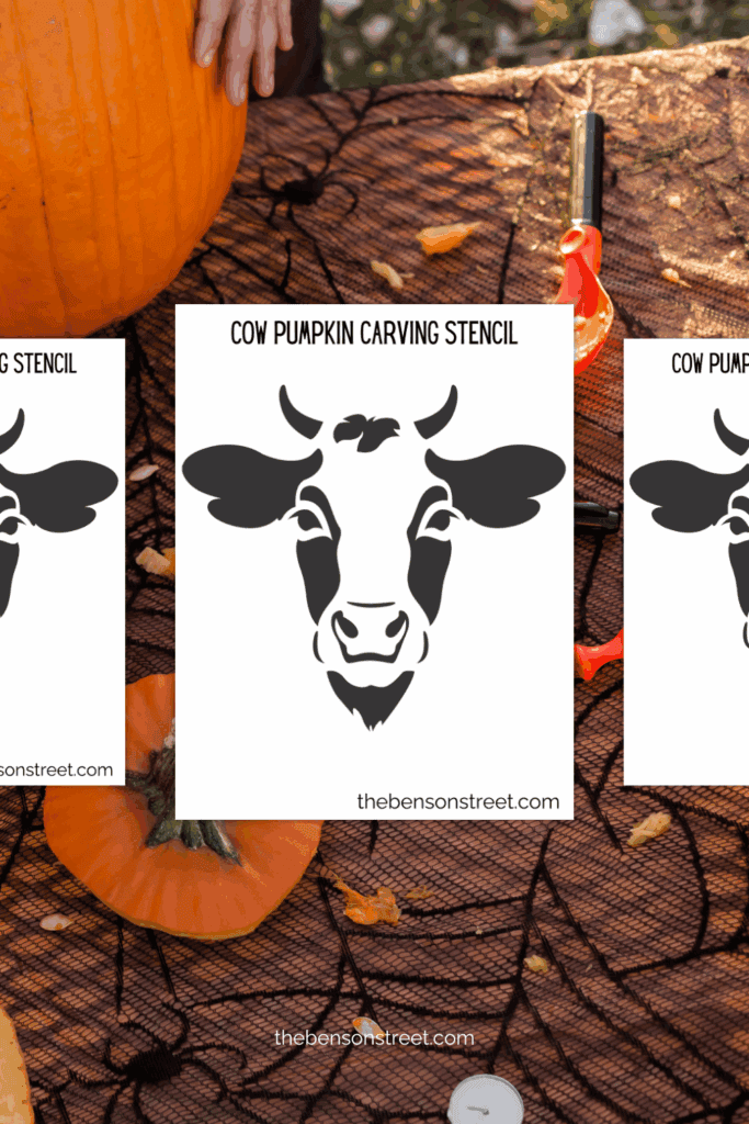 How to carve a cow face pumpkin with a free stencil