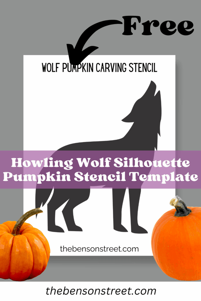 Howling Wolf Silhouette Pumpkin Stencil carving template