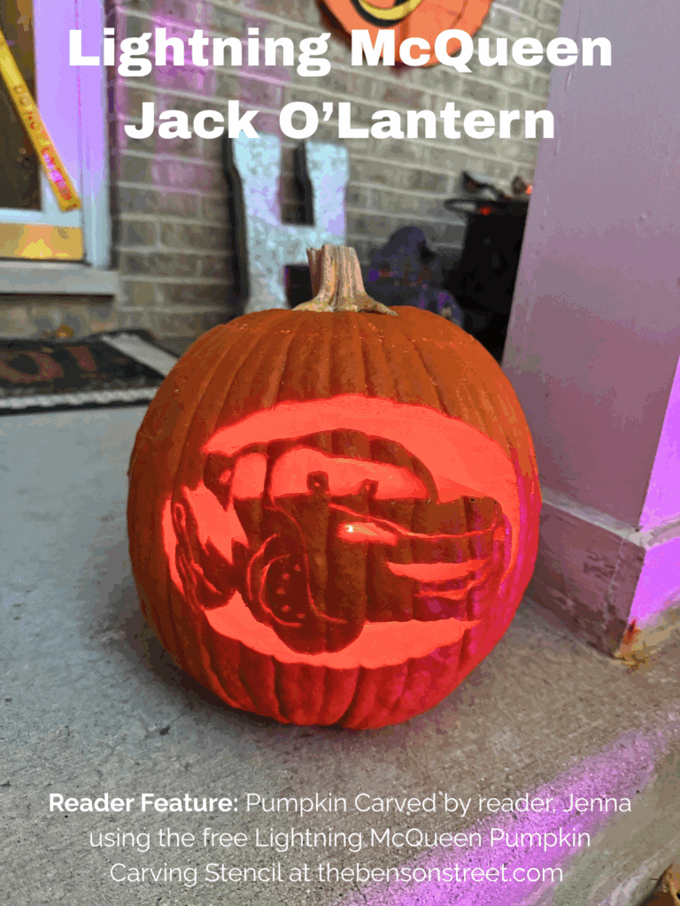 Lightning McQueen Jack O’Lantern free pumpkin stencil