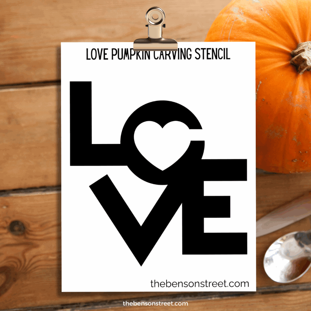 Love heart Free Printable pumpkin carving stencil