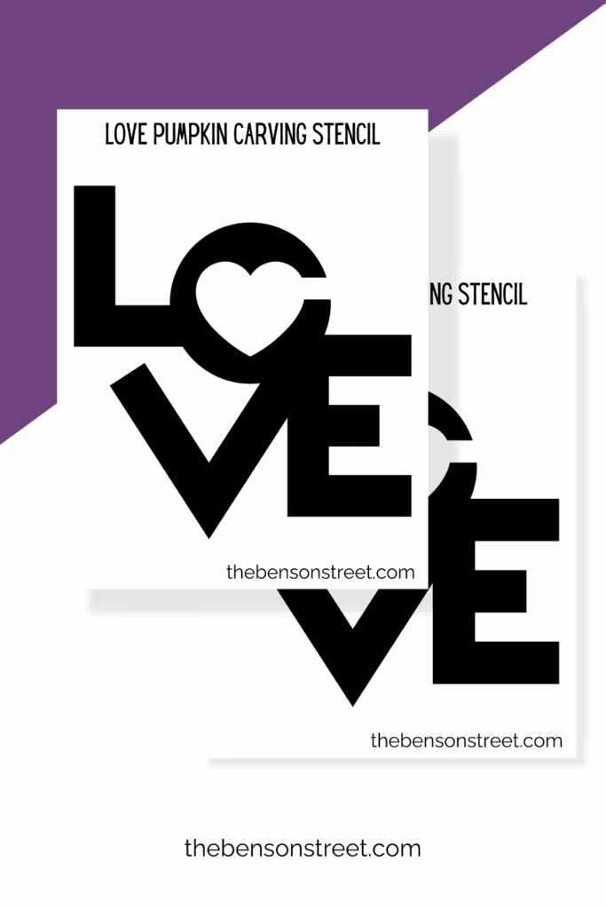 Love with a heart in the o pumpkin carving stencil
