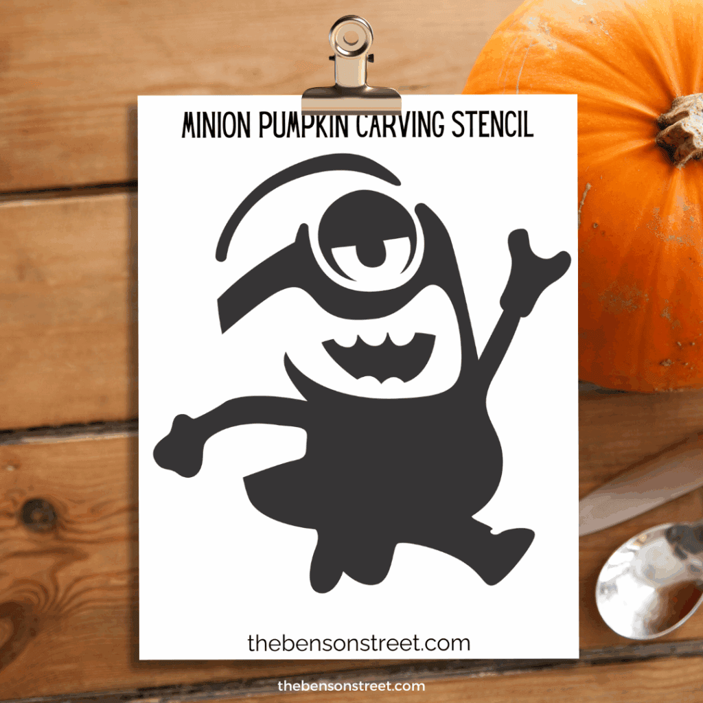 Minion Pumpkin Carving Stencil template on a clipboard
