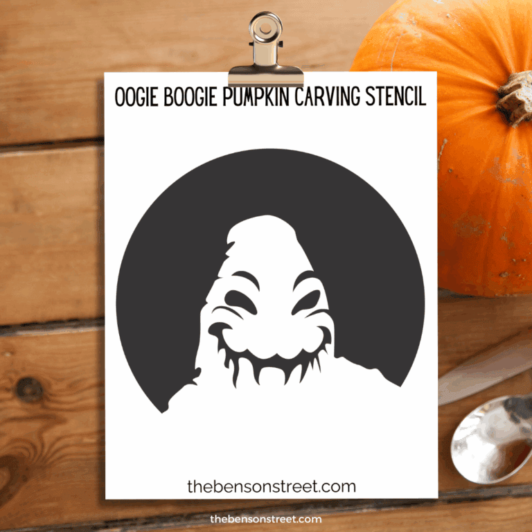 Oogie Boogie Pumpkin Carving Stencil template on a clipboard