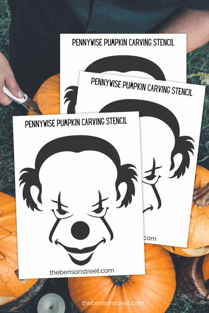 Pennywise Clown Pumpkin Carving Stencil free printable