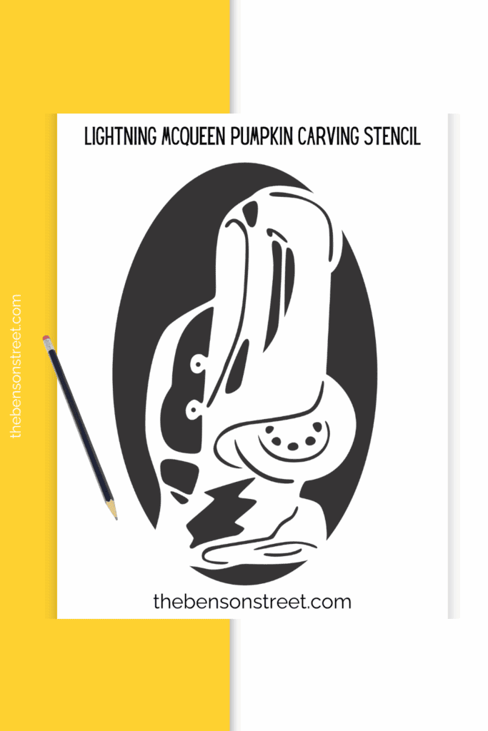 Printed out lightning McQueen Pumpkin Carving Template Stencil