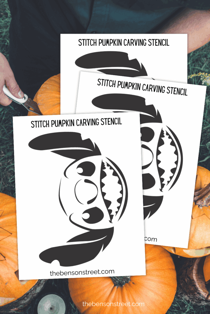 Pumpkin carving stencil to make a stitch jack o'lantern