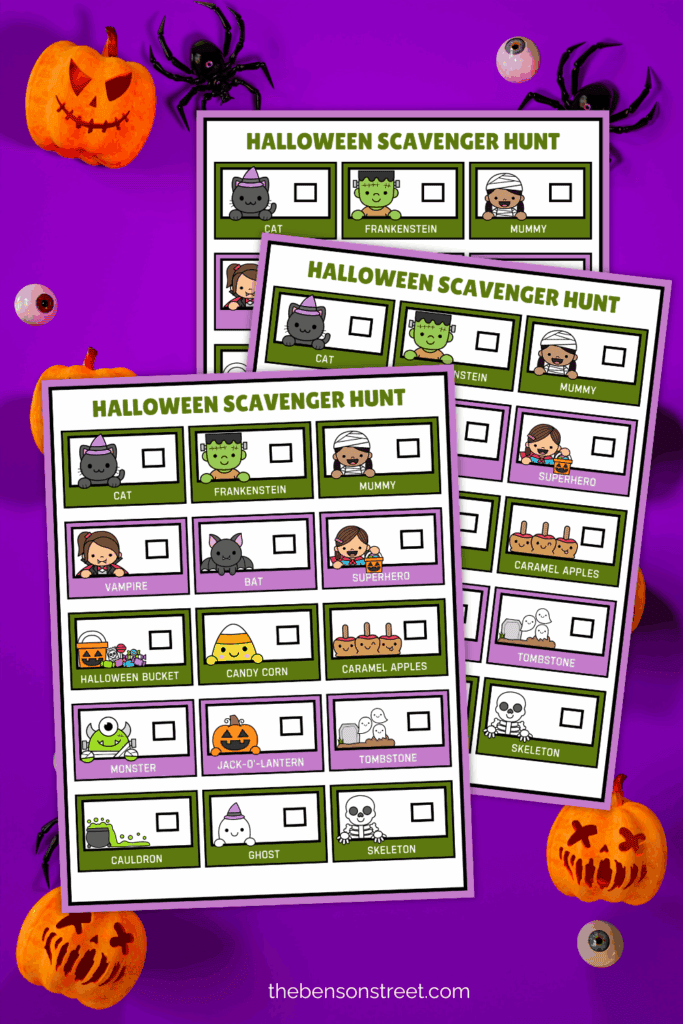 Quick Halloween activity with a printable scavenger hunt