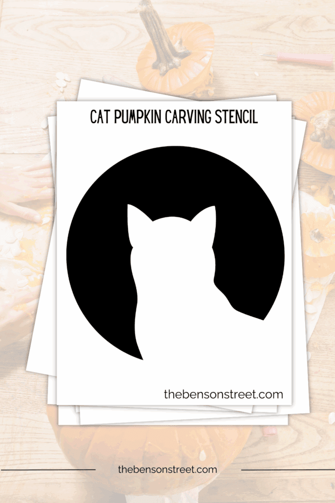 Quick and easy pumpkin carving jack o'lantern stencil to carve a cat