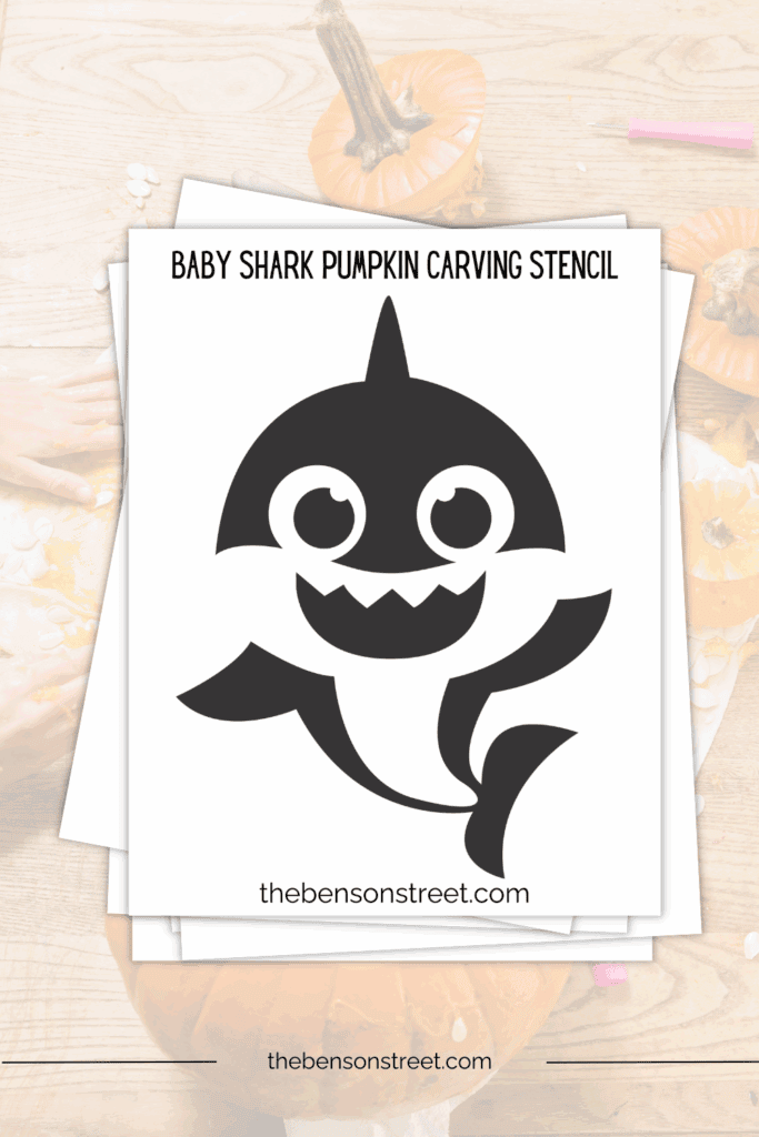 Simple and adorable baby shark themed pumpkin stencil free printable