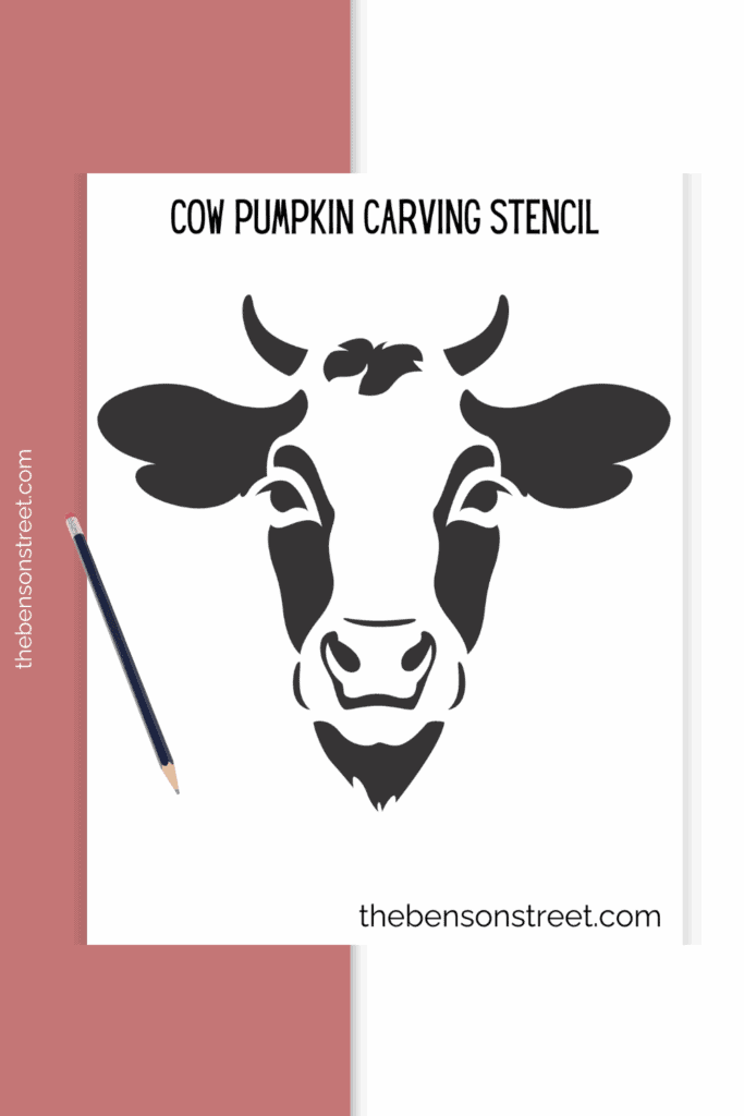 Simple cow jack o'lantern carving stencil free printable