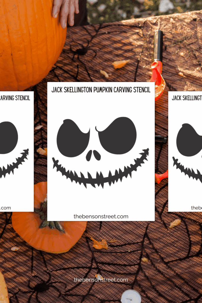Simple jack skellington pumpkin face carving stencil