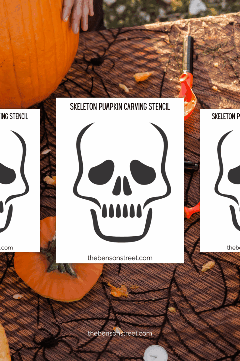 Simple skeleton face pumpkin carving stencil