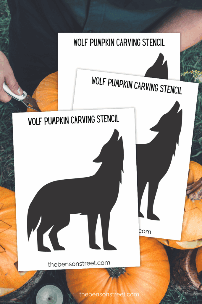 Simple wolf pumpkin carving stencil printable template