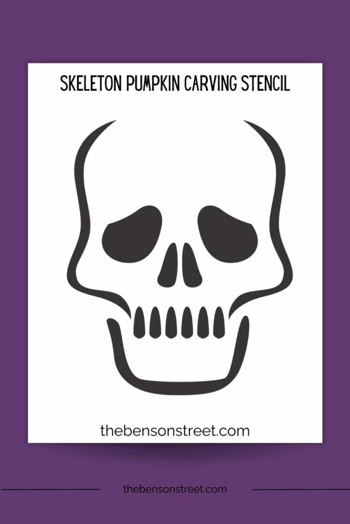 Skeleton Face Pumpkin Carving Stencil free printable