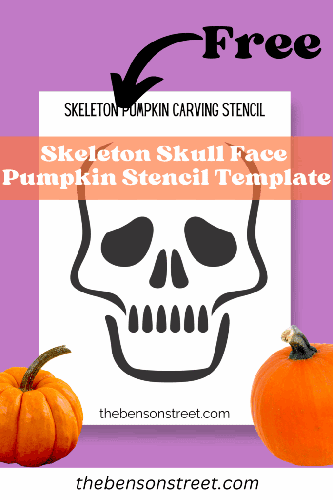 Skeleton Skull Face Pumpkin Stencil carving template