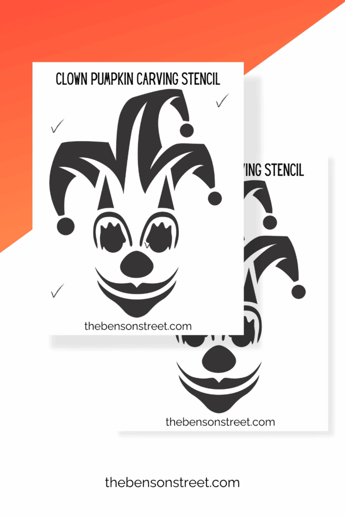 Spooky clown face pumpkin carving stencil
