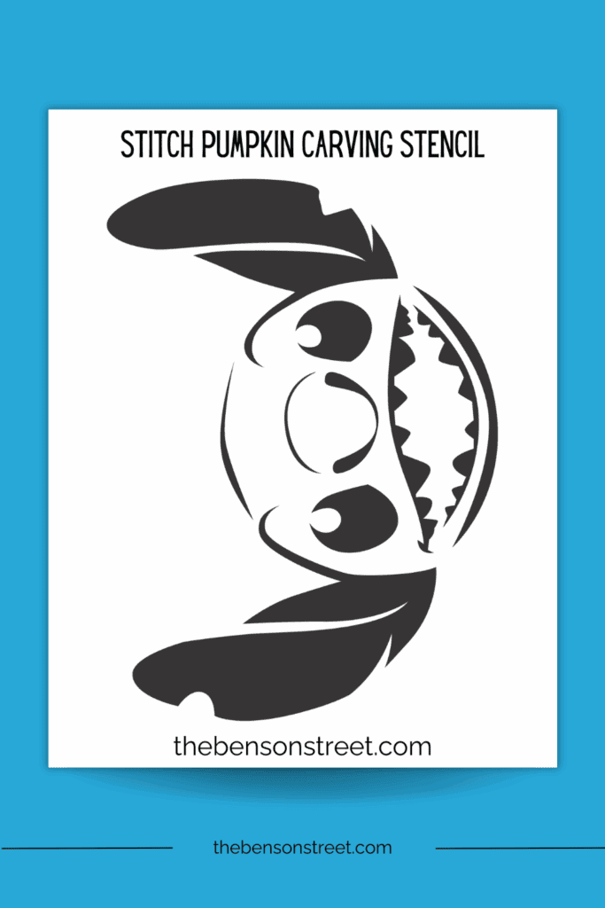Stitch Pumpkin Carving Stencil of Stitch's Face