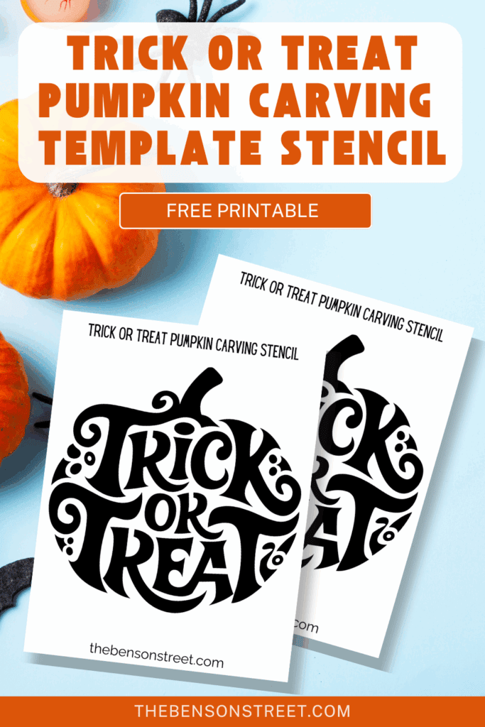 Trick or Treat words pumpkin carving template stencil