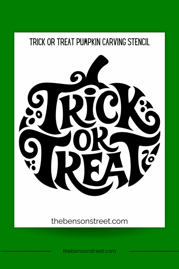 Trick or Treat words pumpkin stencil free printable